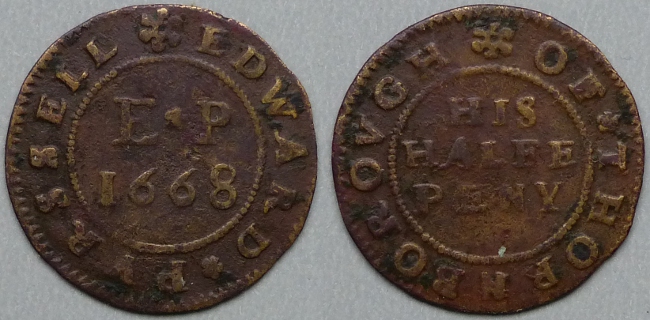 Thornborough, Edward Purssell 1668 halfpenny